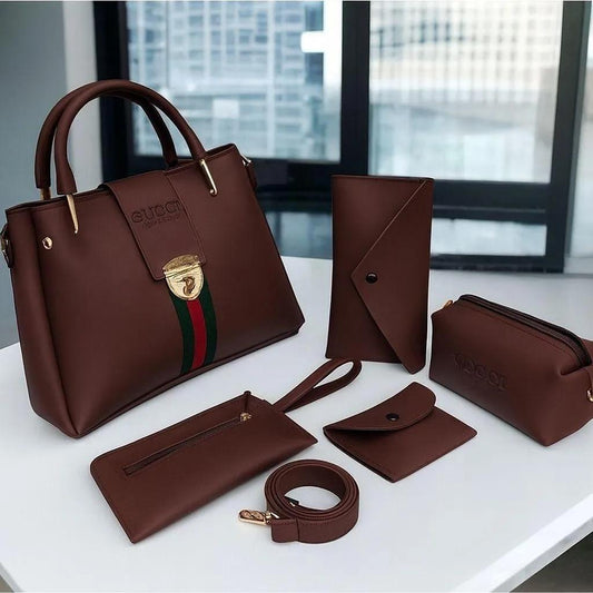5 Pieces Handbag Set - Brown